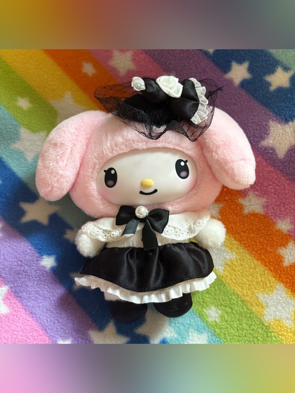 Sanrio Pink & Black My Melody Plush Doll with Lace Dress